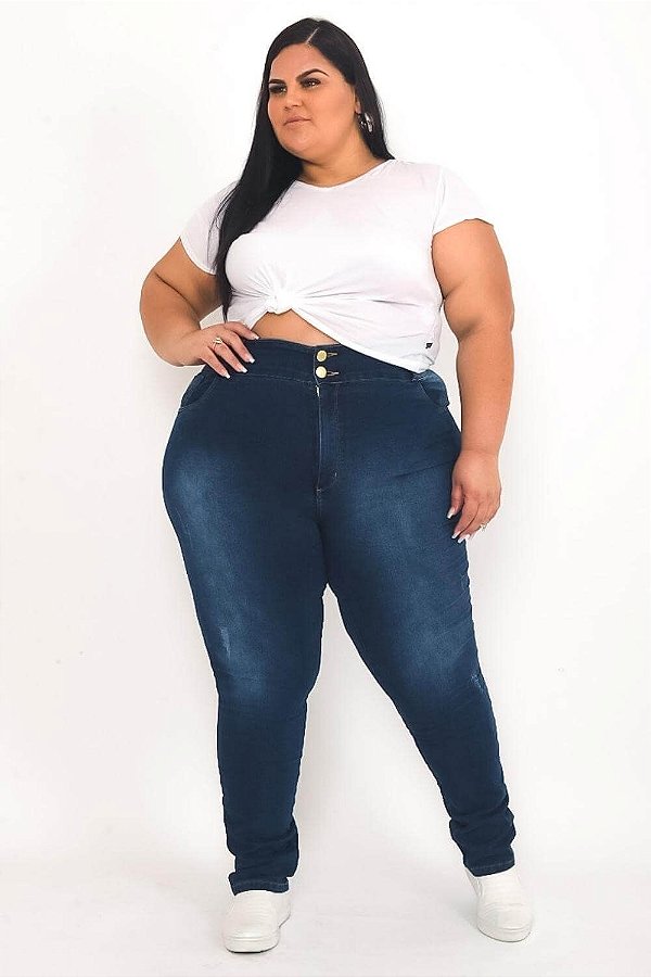 Calça Jeans Ane Plus Size Reta Naerica Azul