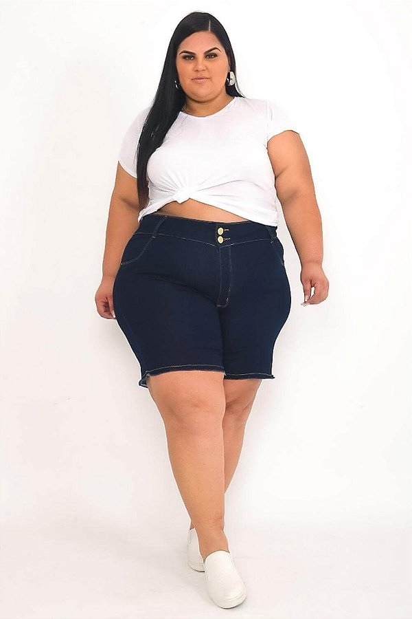 Bermuda Jeans Ane Plus Size Railanda Azul