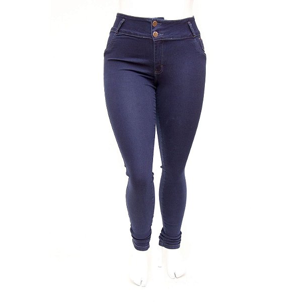 Calça Jeans Plus Size Feminina Escura Helix Cintura Alta