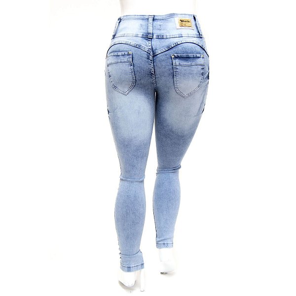 Calça Jeans Plus Size Feminina com Lycra Manchada Cheris