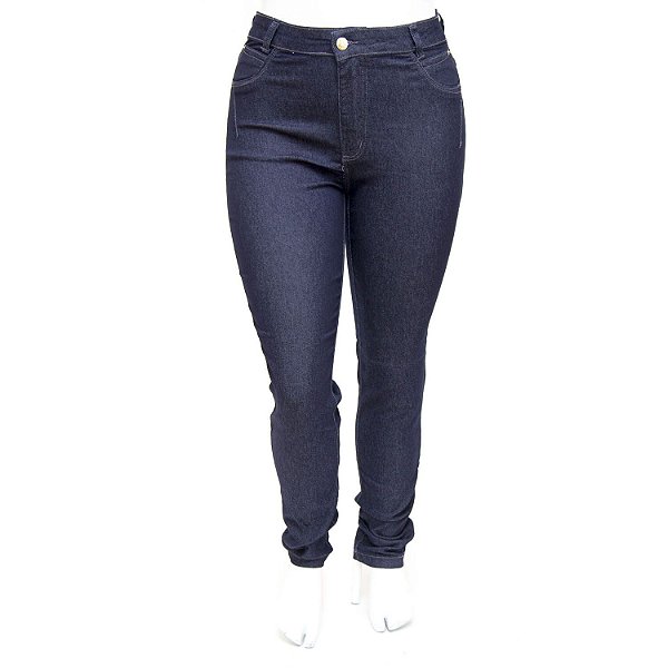 Calça Jeans Feminina Plus Size Hot Pants Escura Básica Cheris