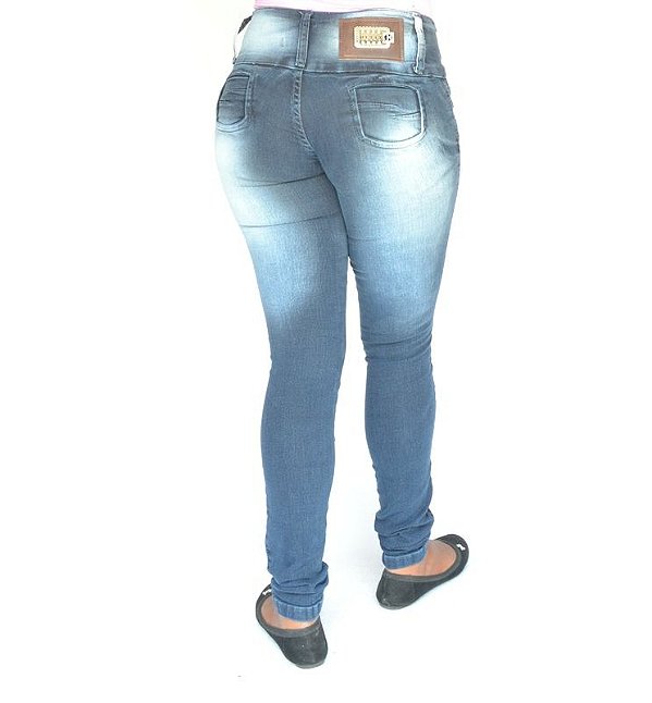 Calça Jeans Legging Escura Levanta Bumbum com Elastano