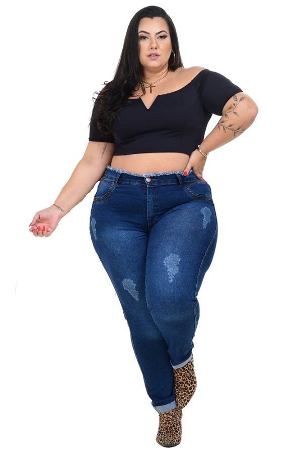 Calça Jeans Latitude Plus Size Skinny Tamissa Azul