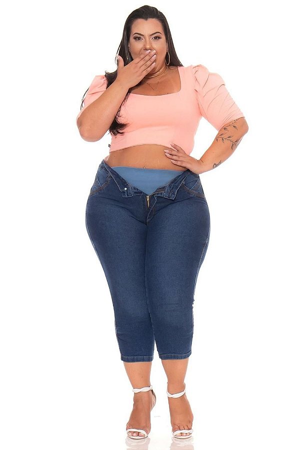 Calça Jeans Latitude Plus Size Capri Danyu Azul - Ane Jeans - 11 Anos