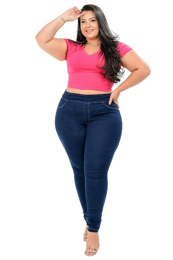 Calça Jeans Cambos Plus Size Skinny Merieli Azul