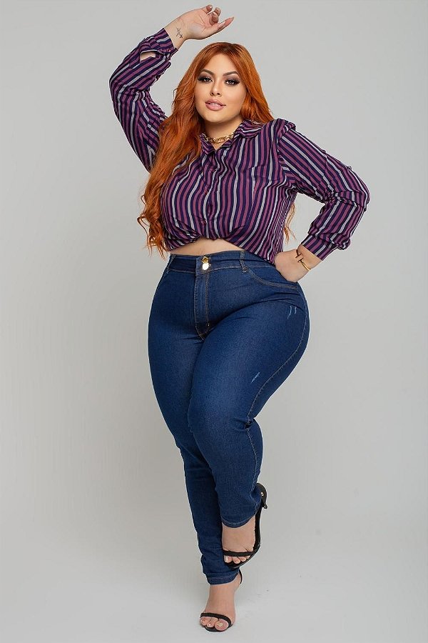 Calça Jeans Victória Falcão Plus Size Skinny Odelia Azul - Ane