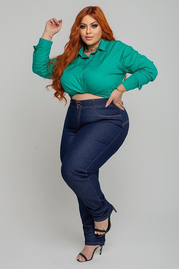 Calça Jeans Victória Falcão Plus Size Skinny Daisey Azul