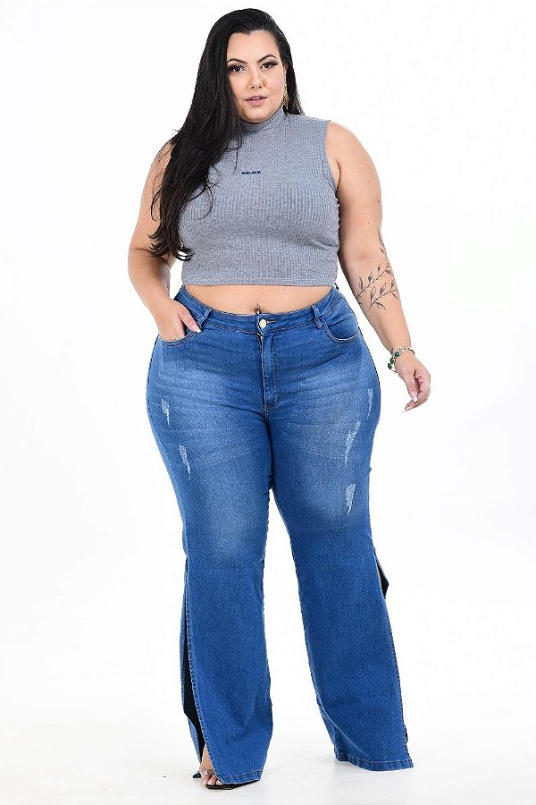 Calça Jeans Helix Plus Size Flare Tharine Azul