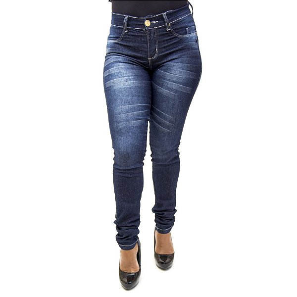 Calça Jeans Feminina Cintura Alta Hot Pants Azul Helix com Lycra