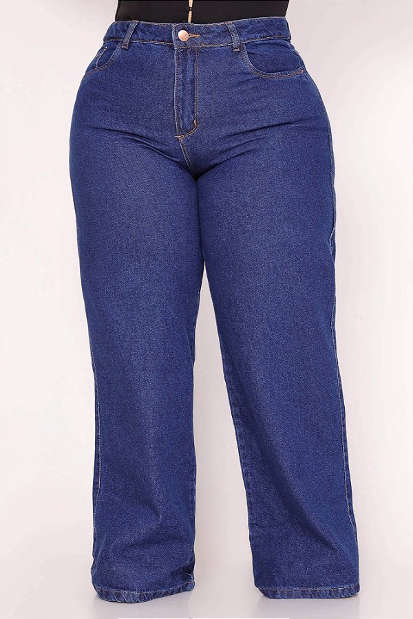 Calça Jeans Plus Size Wide Leg Premium Ledian