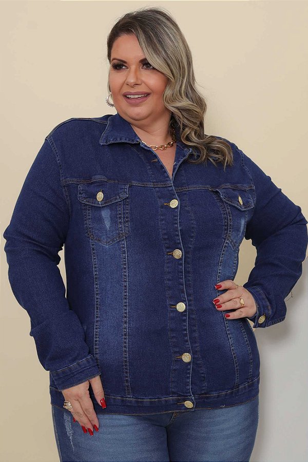 Jaqueta Jeans Latitude Plus Size Soni Azul