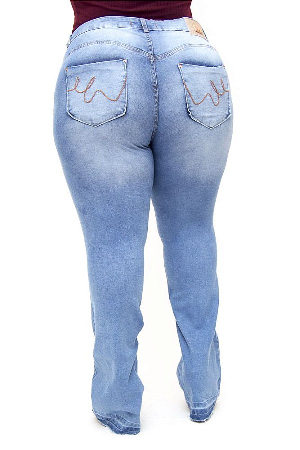 Calça Jeans Bokker Plus Size Flare Valdenise Azul