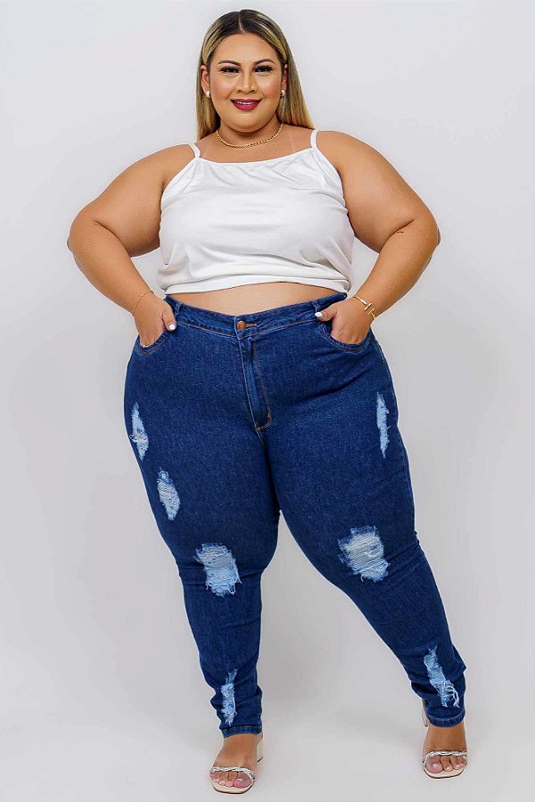 Calça Jeans Ane Plus Size Skinny Riviany Azul