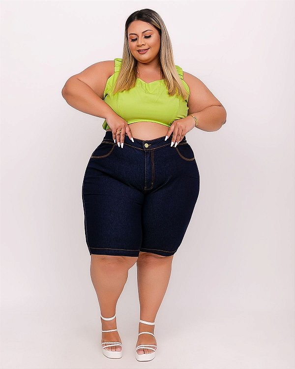 Bermuda Ciclista Jeans Plus Size Shellika