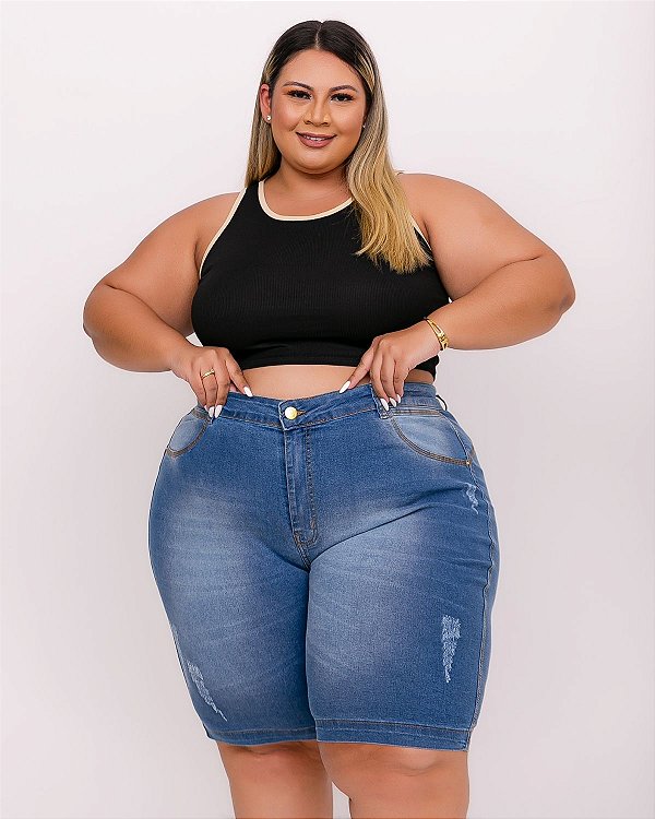 Bermuda Ciclista Jeans Plus Size Rane