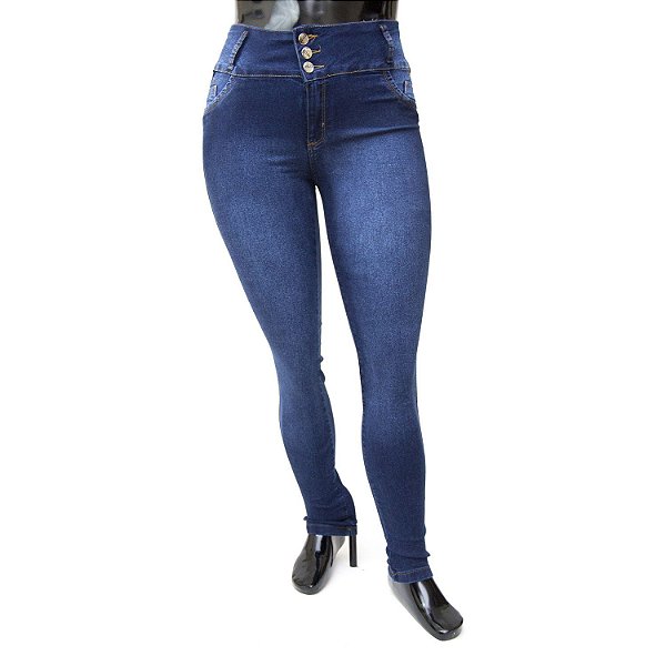 Calça Jeans Plus Size Feminina Escura com Elástico Helix