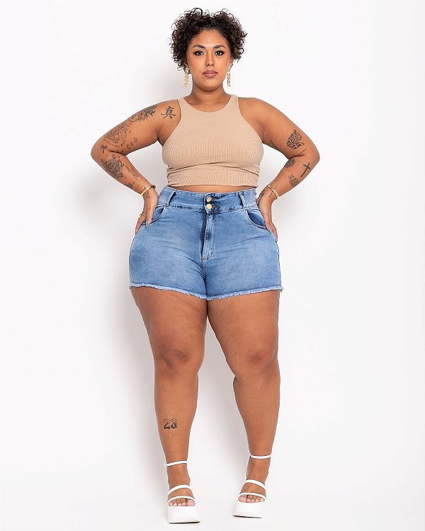 Shorts Jeans Curto Plus Size Damasia