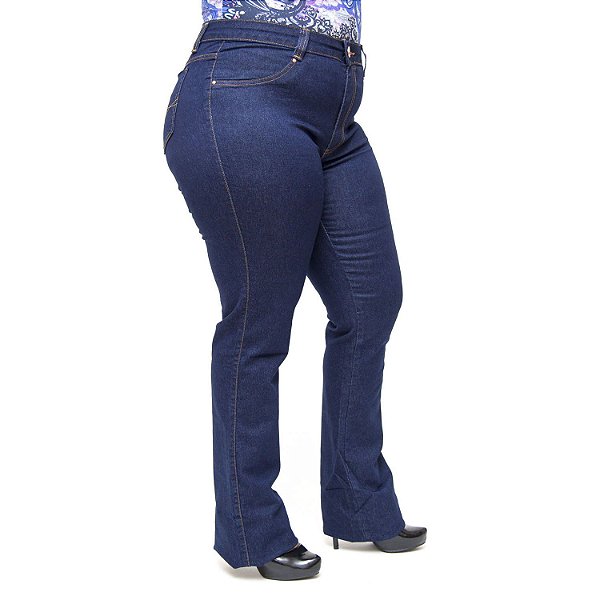 Calça Jeans Cambos Plus Size Flare Ketlyn Azul