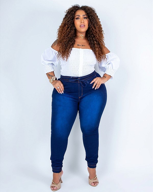 Calça Jeans Plus Size Jogger Thailisy
