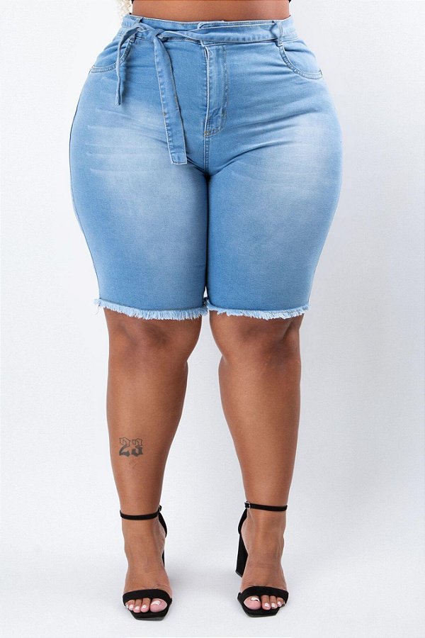 Bermuda Jeans Ciclista Plus Size Natiela