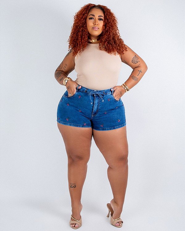 Shorts Jeans Curto Plus Size Lohranne