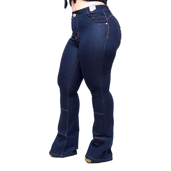 Calça Jeans Credencial Plus Size Flare Gauri Azul