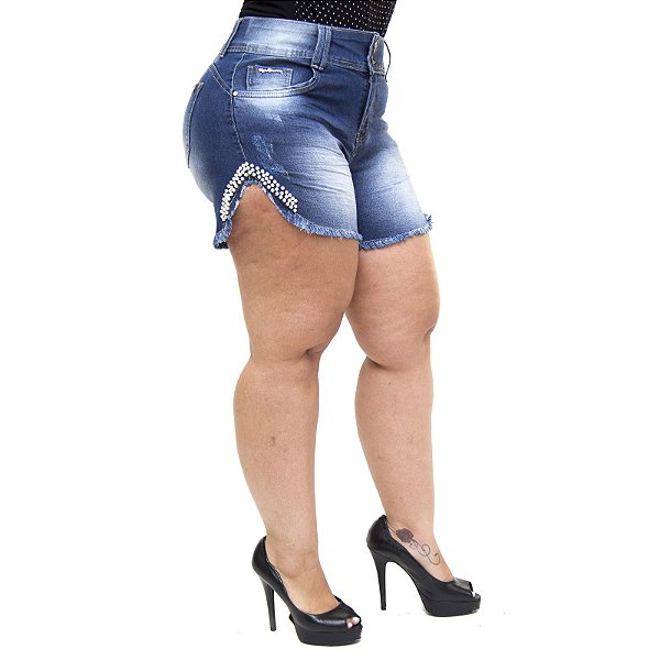 Shorts Jeans Xtra Charmy Plus Size Daziele Azul