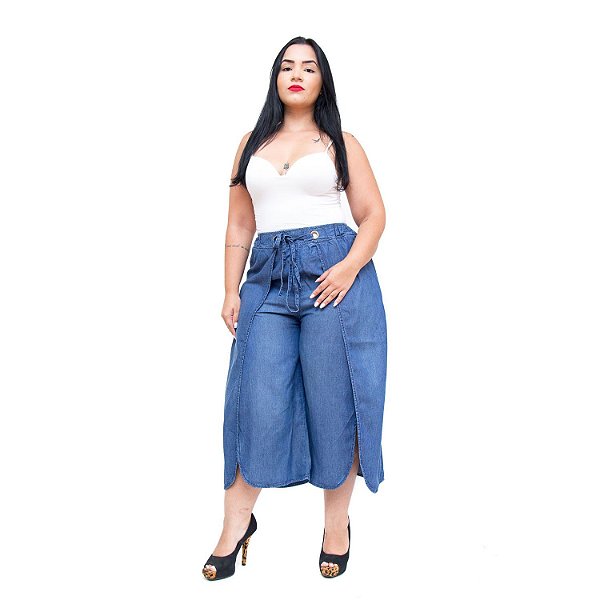 Calça Feminina Brunfer Plus Size Pantacourt Gleicielly