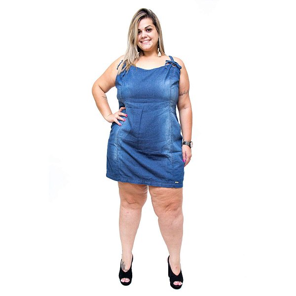 Vestido Jeans Feminino Brunfer Plus Size Sandreli Azul