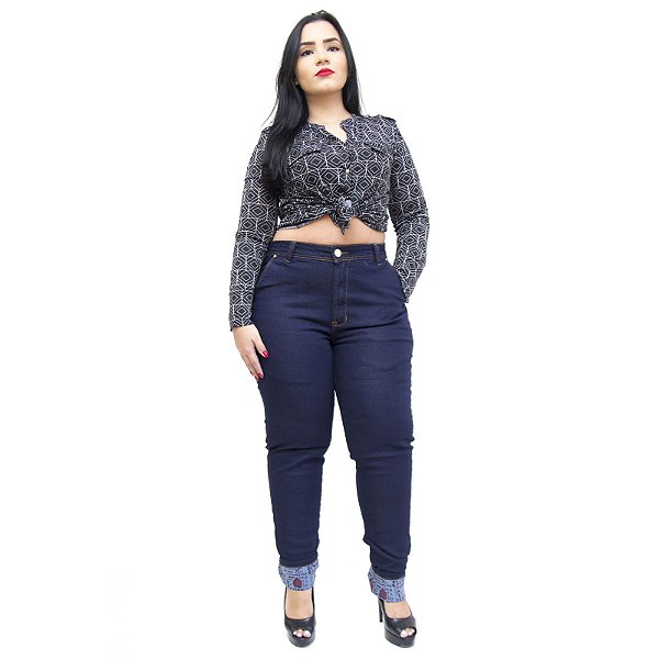 Calça Jeans Feminina Latitude Plus Size Skinny Aylla Azul
