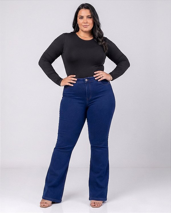 Calça Jeans Ane Plus Size Flare Kadrige Azul