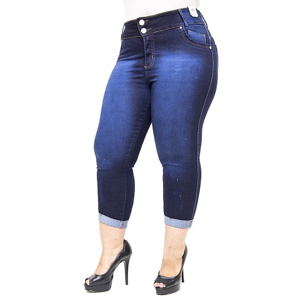 Calça Jeans Credencial Plus Size Cropped Luyssa Azul
