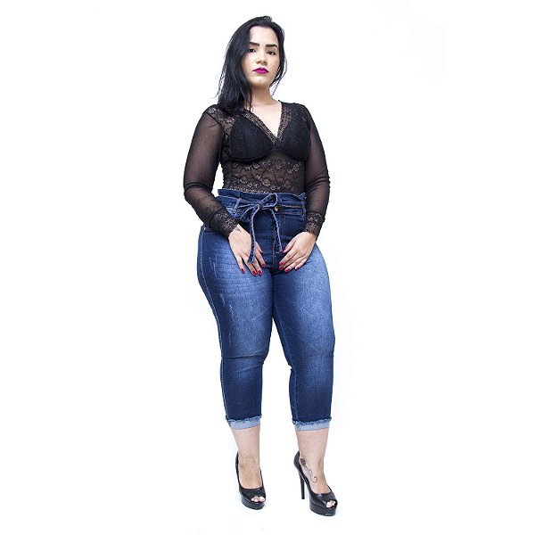 Calça Jeans Feminina Credencial Plus Size Cropped Darly Azul