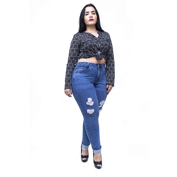 Calça Jeans Feminina Cambos Plus Size Skinny Hangra