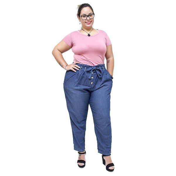 Calça Jeans Plus Size Feminina Clochard Azul