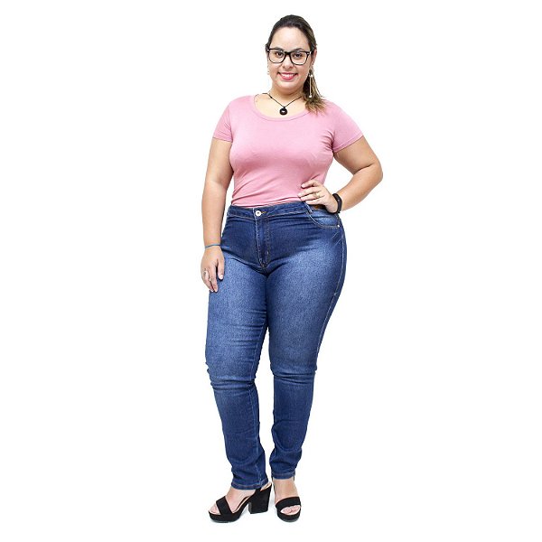 Calça Jeans Credencial Plus Size Skinny Lizolene Azul