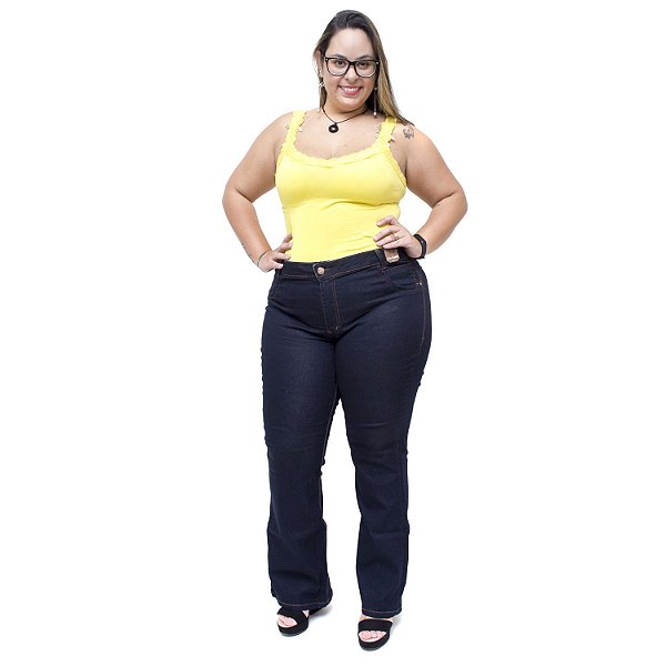 Calça Jeans Credencial Plus Size Flare Juscineide Azul