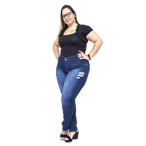 Calça Jeans Credencial Plus Size Skinny Vandaleire Azul