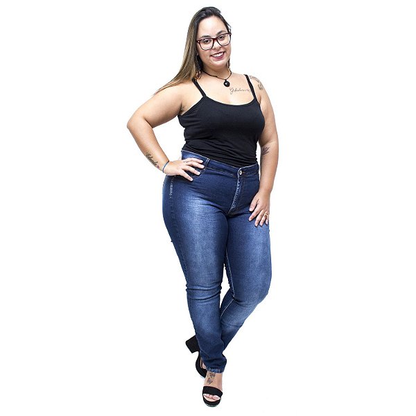 Calça Jeans Credencial Plus Size Skinny Cleosivania Azul