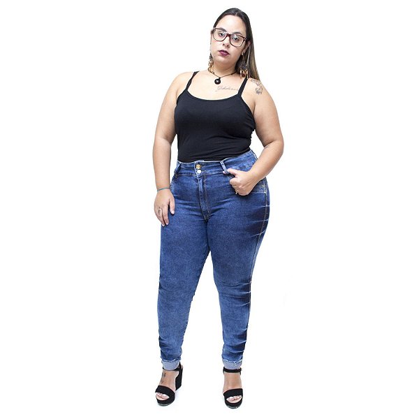 Calça Jeans Latitude Plus Size Skinny Gileide Azul