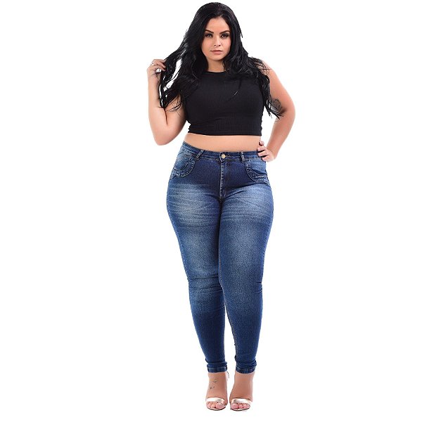 Calça Jeans Latitude Plus Size Skinny Gleiciele Azul