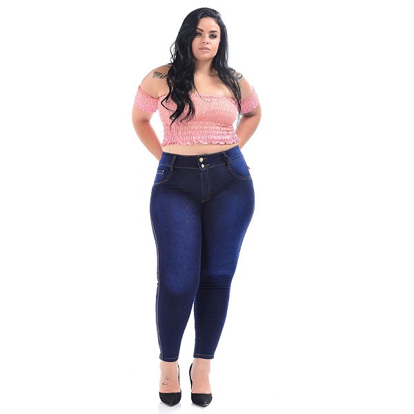 Calça Jeans Latitude Plus Size Skinny Nicollie Azul