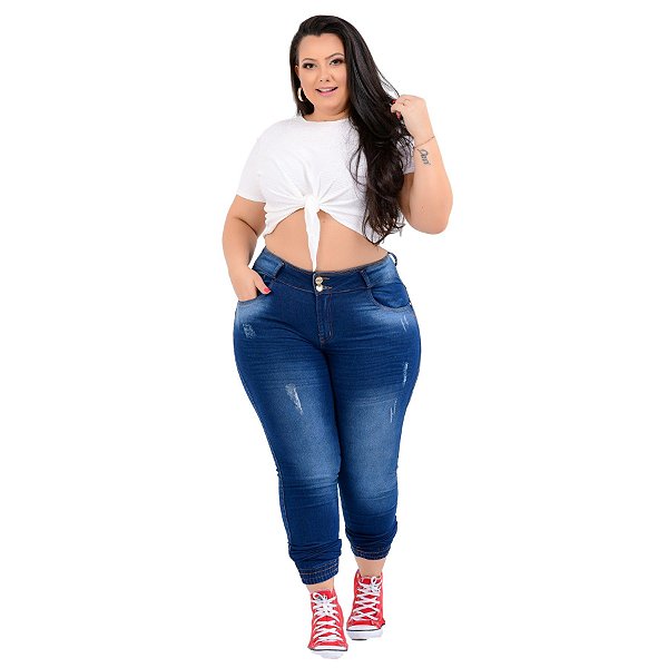 Calça Jeans Xtra Charmy Plus Size Skinny Nelisa Azul