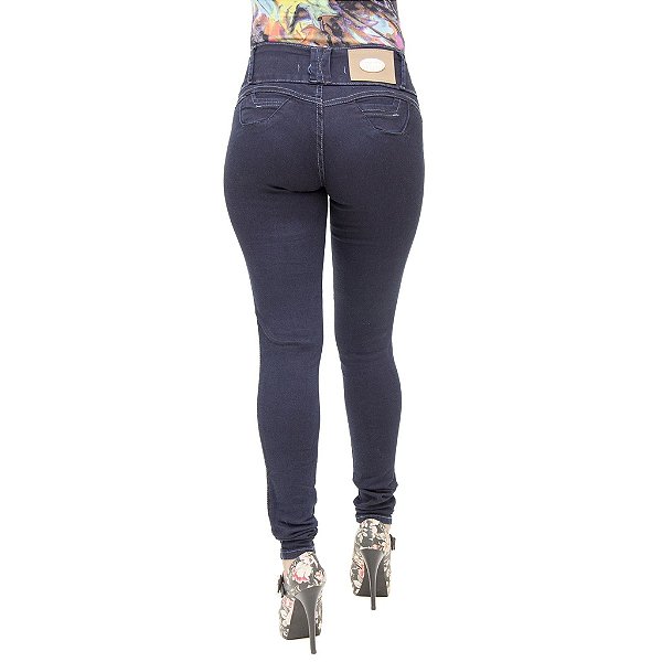 Calça Jeans Feminina Legging Helix Escura Levanta Bumbum Tradicional