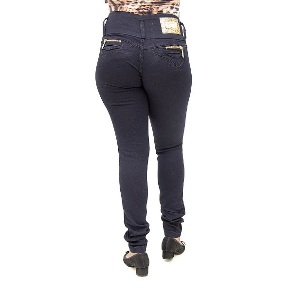 Calça Jeans Feminina Legging Hevox Azul Marinho Levanta Bumbum