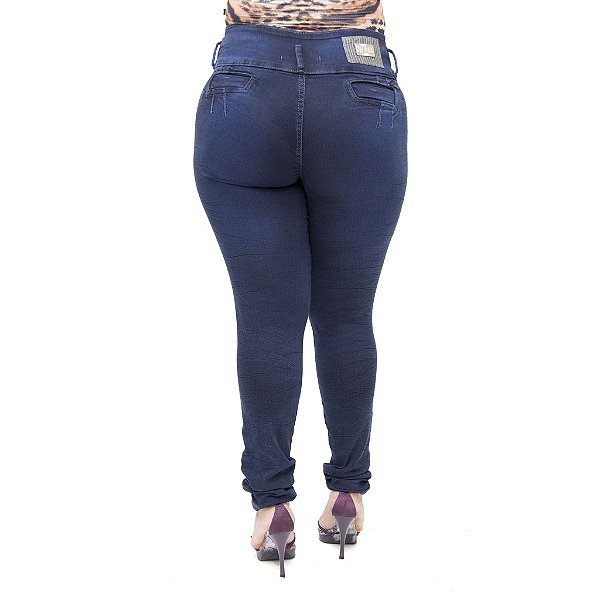 Calça Jeans Feminina Helix Legging Escura Plus Size Cintura Alta