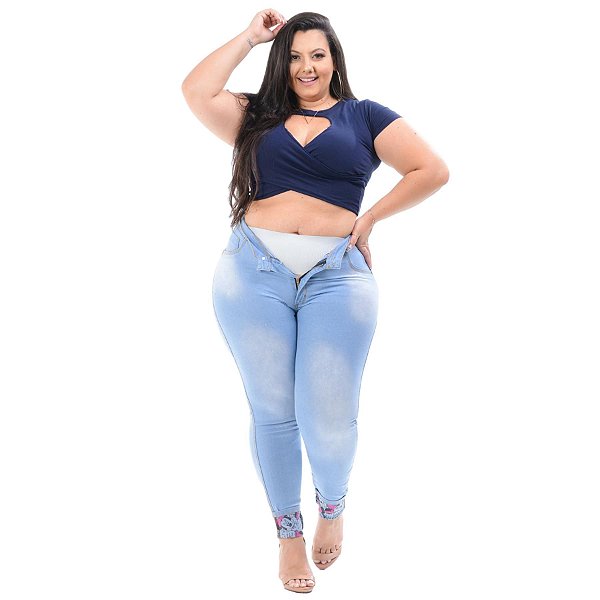 Calça Jeans Latitude Plus Size Skinny Noracia Azul