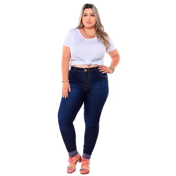 Calça Jeans Latitude Plus Size Skinny Nildilene Azul