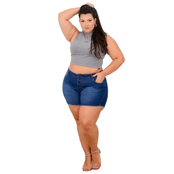 Shorts Jeans Leleh Plus Size Dagiele Azul