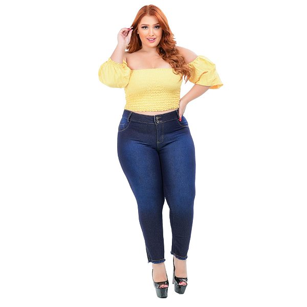 Calça Jeans Credencial Plus Size Cigarrete Rheise Azul